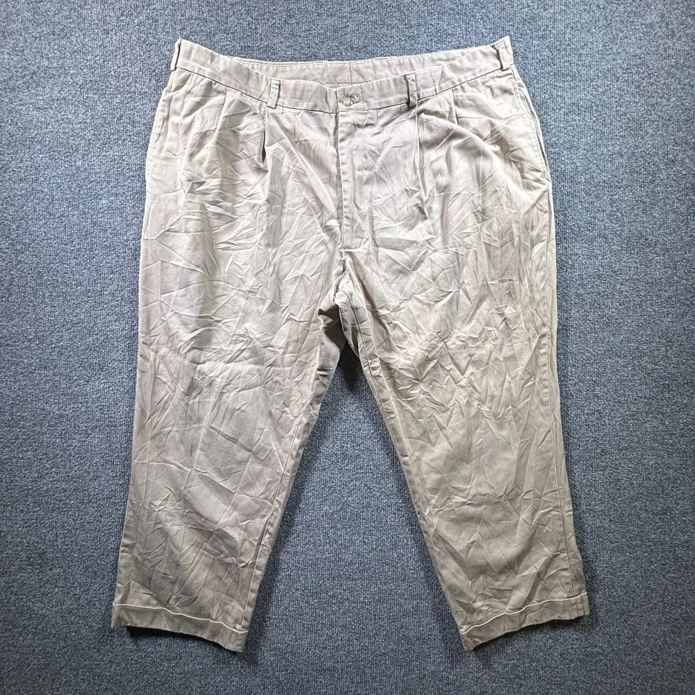 Bills Khakis Chino Pants Mens 44 Beige Pleated Cuffed Classic Fit Business USA